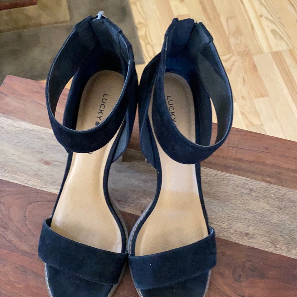 Strappy suede heels